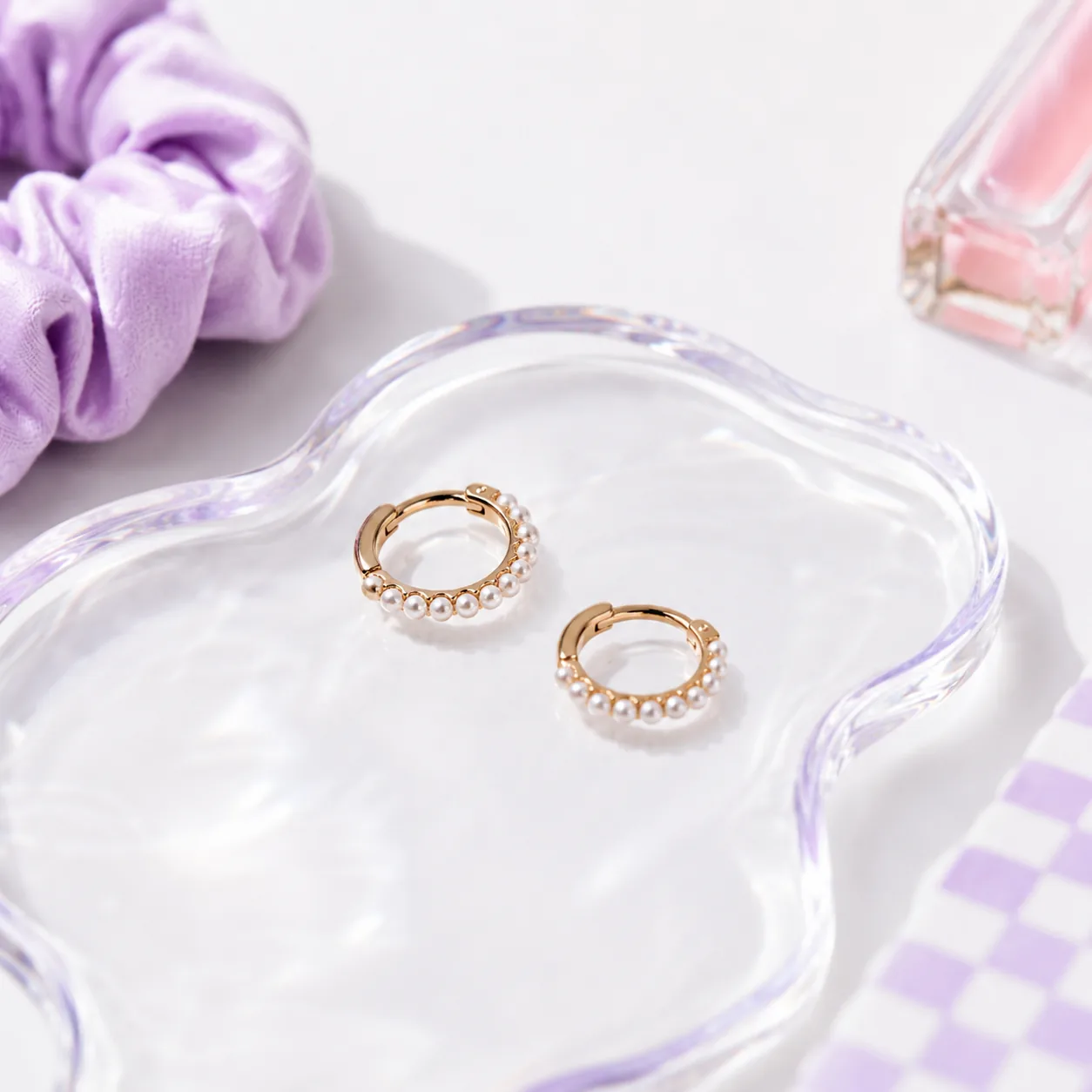 Mini Pearl Hoops